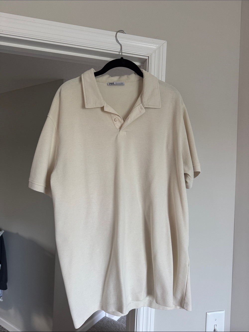 Zara Men's Polo Shirt in Cream